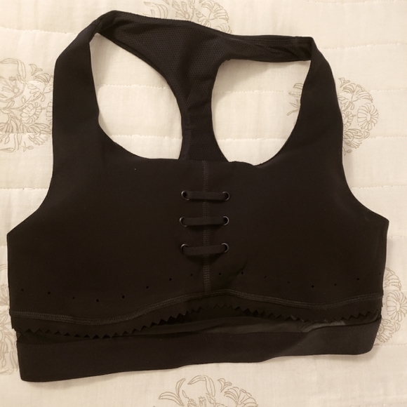 Nike Other - Nike small black sheer bottom detail padded racerback sports bra NWOT